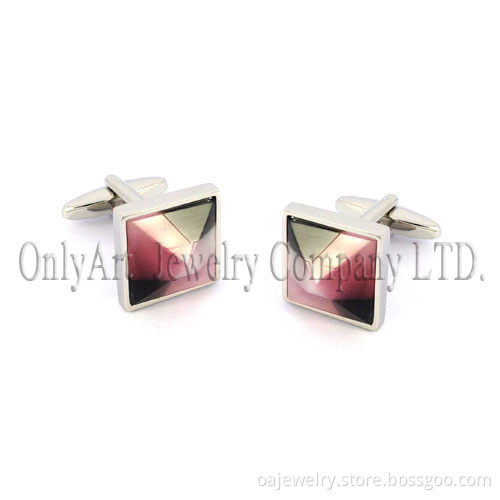 Synthetical Stone Hand Set on Silver Cuff Links (OACL0702)